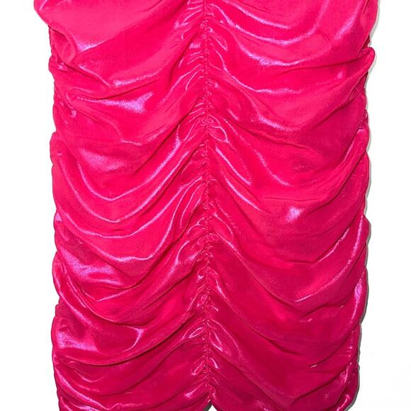 SOLD πNWT Lovers + Friends Kana Ruched Metallic Barbiecore Mini Dress Size L - Picture 7 of 16